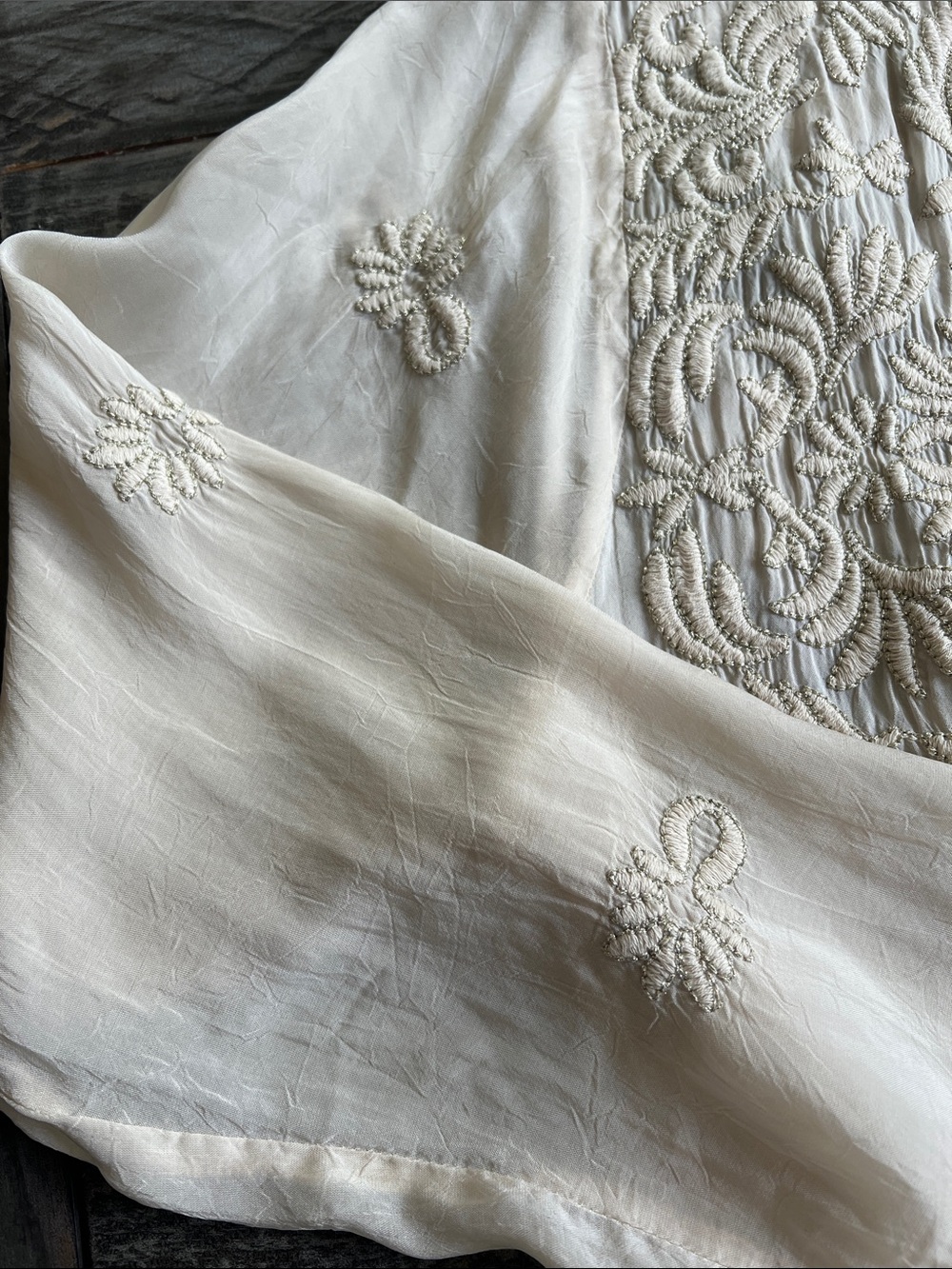 Johnny Was NWT SZ M Ivory Embroidered Boho Duster Cardigan - Picture 5 of 15